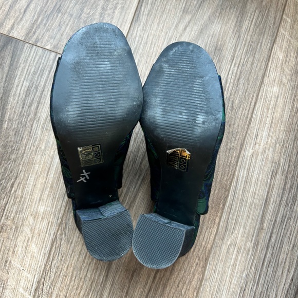 Black Suede Studio Green & Blue Jacquard Sling Back Sandals | 7 - Picture 9 of 11